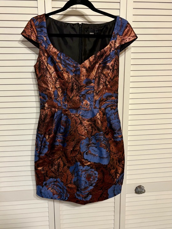 ASOS Dresses & Skirts - ASOS Copper and Blue Floral Brocade Mini Dress